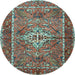 Round Persian Light Blue Traditional Rug, tr3945lblu