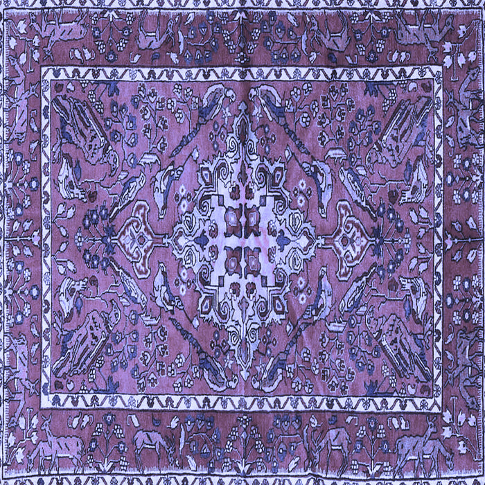 Square Machine Washable Persian Blue Traditional Rug, wshtr3945blu