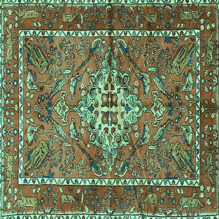 Square Persian Turquoise Traditional Rug, tr3945turq