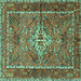 Square Persian Turquoise Traditional Rug, tr3945turq