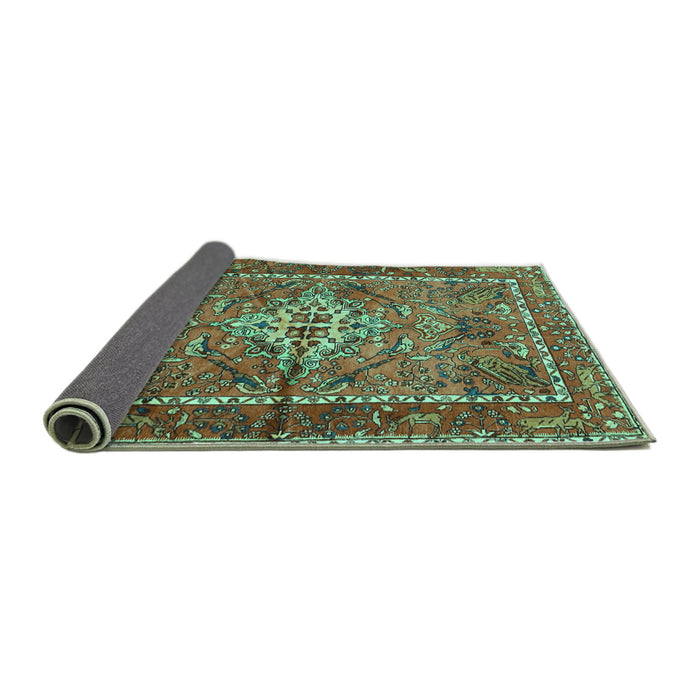Sideview of Persian Turquoise Traditional Rug, tr3945turq
