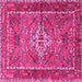 Square Machine Washable Persian Pink Traditional Rug, wshtr3945pnk