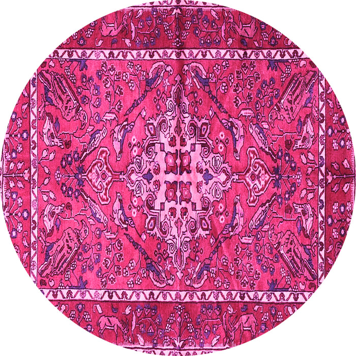 Round Persian Pink Traditional Rug, tr3945pnk