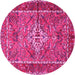 Round Persian Pink Traditional Rug, tr3945pnk