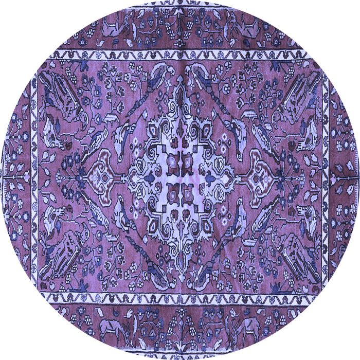 Round Persian Blue Traditional Rug, tr3945blu