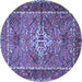 Round Persian Blue Traditional Rug, tr3945blu