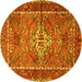 Round Persian Yellow Traditional Rug, tr3945yw