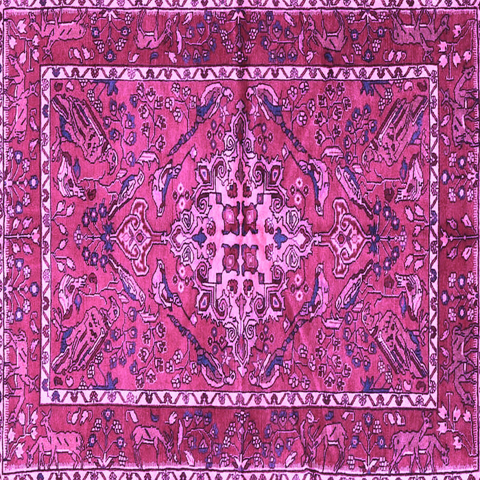 Square Machine Washable Persian Purple Traditional Area Rugs, wshtr3945pur