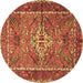 Round Machine Washable Persian Brown Traditional Rug, wshtr3945brn