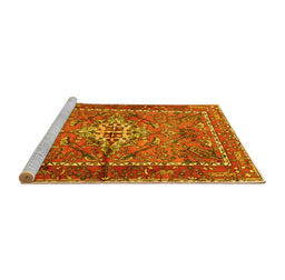 Sideview of Machine Washable Persian Yellow Traditional Rug, wshtr3945yw