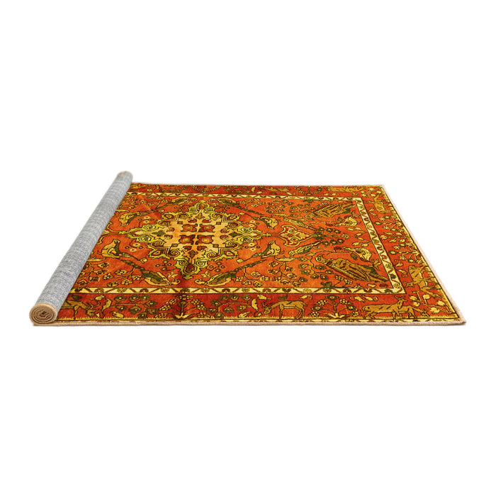 Sideview of Machine Washable Persian Yellow Traditional Rug, wshtr3945yw