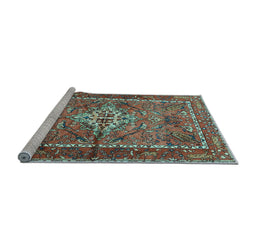 Sideview of Machine Washable Persian Light Blue Traditional Rug, wshtr3945lblu