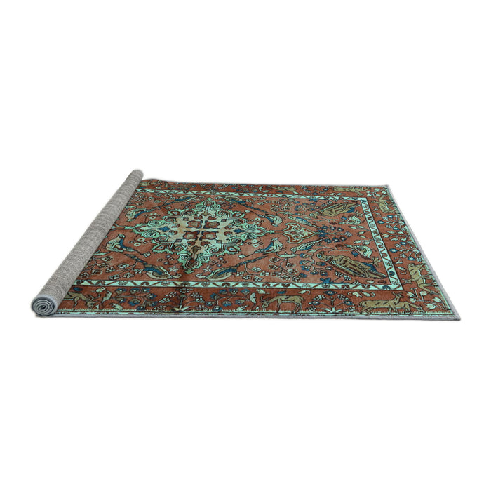 Sideview of Machine Washable Persian Light Blue Traditional Rug, wshtr3945lblu