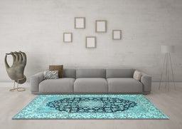 Machine Washable Persian Light Blue Traditional Rug in a Living Room, wshtr3946lblu