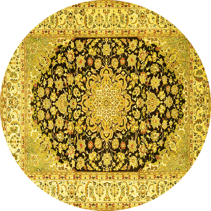 Round Persian Yellow Traditional Rug, tr3946yw