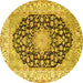 Round Persian Yellow Traditional Rug, tr3946yw