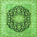 Round Machine Washable Persian Green Traditional Area Rugs, wshtr3946grn