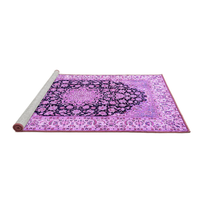 Sideview of Machine Washable Persian Purple Traditional Area Rugs, wshtr3946pur