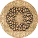 Round Persian Brown Traditional Rug, tr3946brn