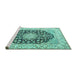 Sideview of Machine Washable Persian Turquoise Traditional Area Rugs, wshtr3946turq