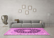 Machine Washable Persian Pink Traditional Rug in a Living Room, wshtr3946pnk