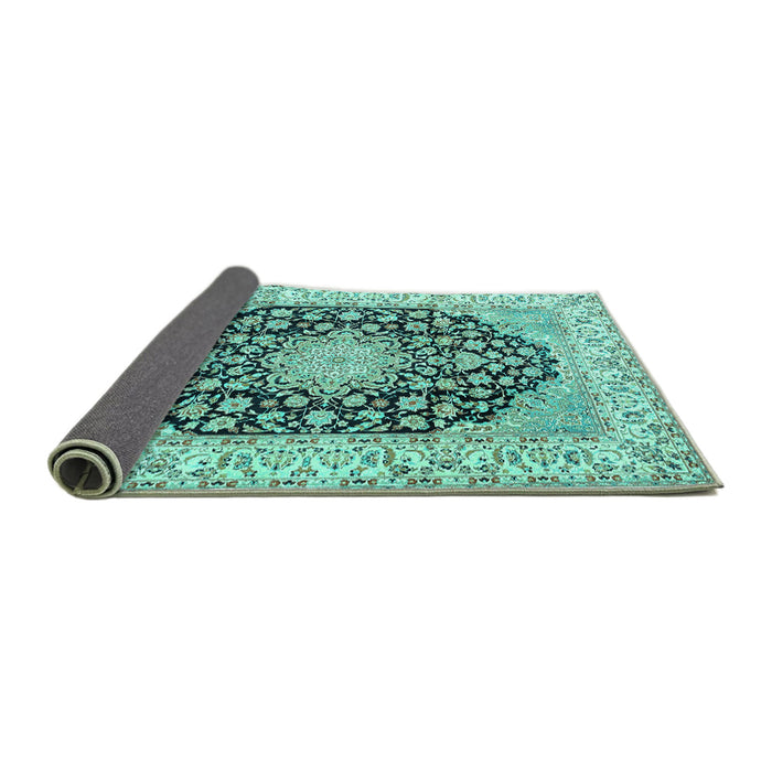 Sideview of Persian Turquoise Traditional Rug, tr3946turq