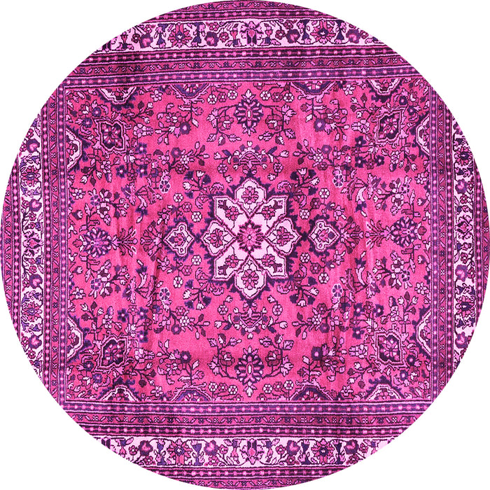 Round Machine Washable Persian Pink Traditional Rug, wshtr3947pnk
