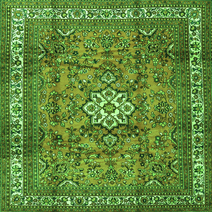 Round Machine Washable Persian Green Traditional Area Rugs, wshtr3947grn