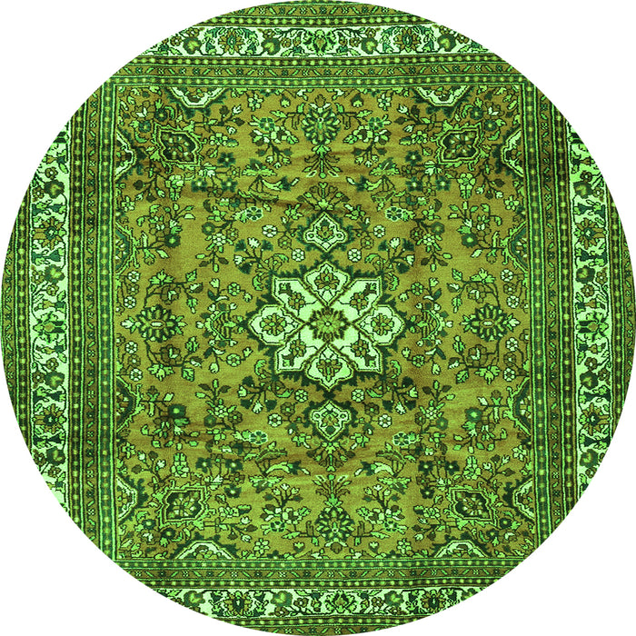Square Persian Green Traditional Rug, tr3947grn