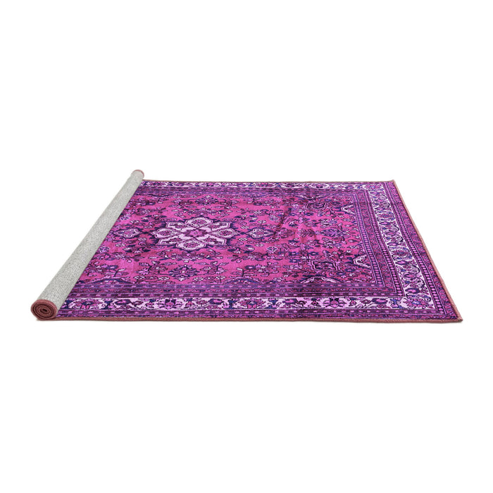 Sideview of Machine Washable Persian Purple Traditional Area Rugs, wshtr3947pur