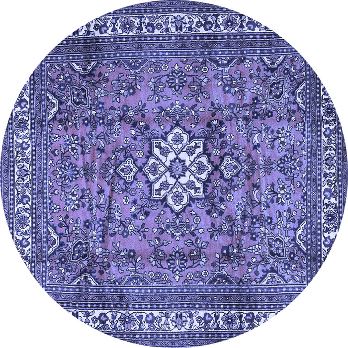 Round Machine Washable Persian Blue Traditional Rug, wshtr3947blu