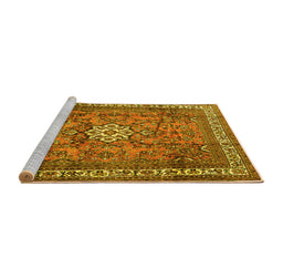 Sideview of Machine Washable Persian Yellow Traditional Rug, wshtr3947yw