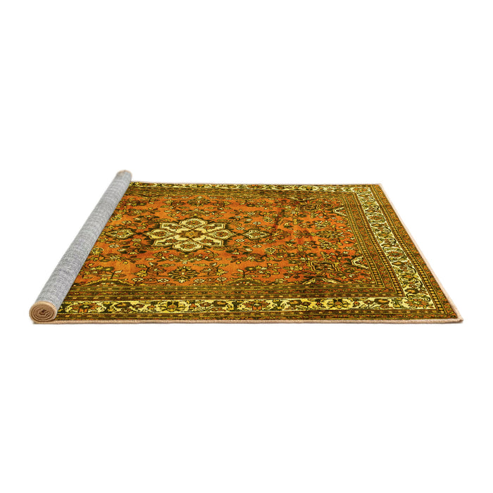 Sideview of Machine Washable Persian Yellow Traditional Rug, wshtr3947yw