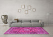 Machine Washable Persian Pink Traditional Rug in a Living Room, wshtr3947pnk