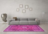 Machine Washable Persian Pink Traditional Rug, wshtr3947pnk