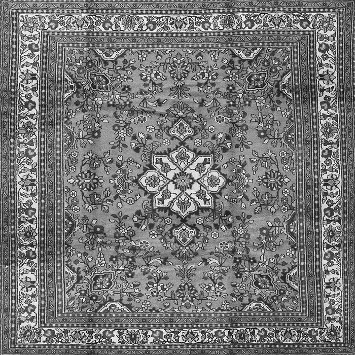 Round Machine Washable Persian Gray Traditional Rug, wshtr3947gry