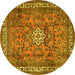 Round Persian Yellow Traditional Rug, tr3947yw