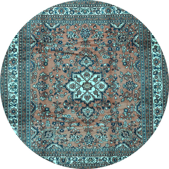 Round Persian Light Blue Traditional Rug, tr3947lblu