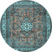 Round Persian Light Blue Traditional Rug, tr3947lblu