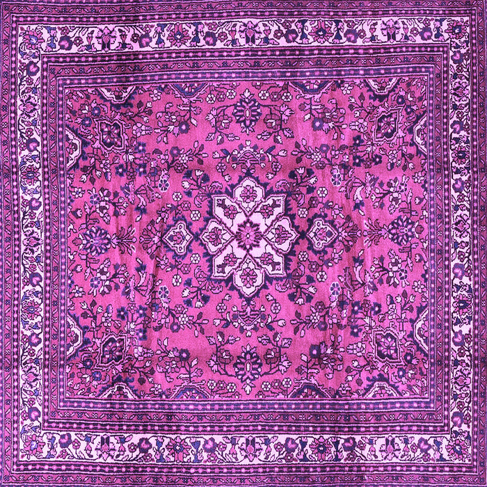 Square Machine Washable Persian Purple Traditional Area Rugs, wshtr3947pur