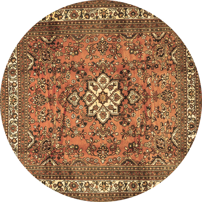 Round Persian Brown Traditional Rug, tr3947brn