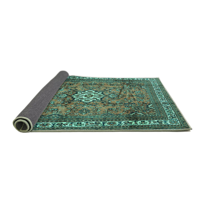 Sideview of Persian Turquoise Traditional Rug, tr3947turq