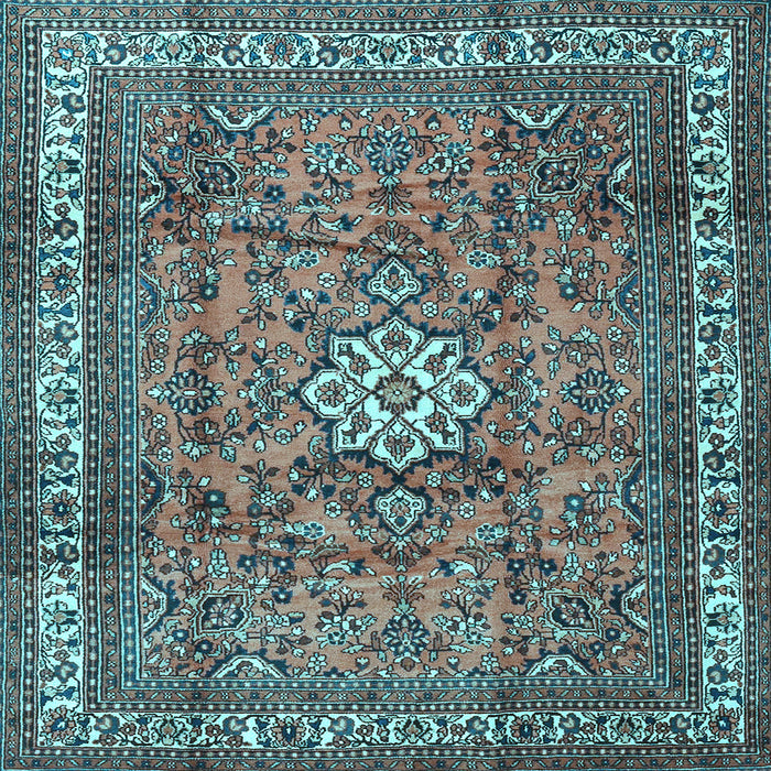 Square Machine Washable Persian Light Blue Traditional Rug, wshtr3947lblu