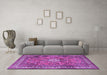 Machine Washable Persian Purple Traditional Area Rugs in a Living Room, wshtr3947pur