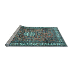 Sideview of Machine Washable Persian Light Blue Traditional Rug, wshtr3947lblu