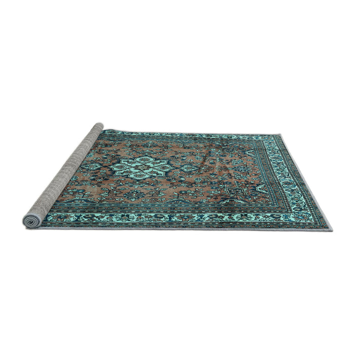 Sideview of Machine Washable Persian Light Blue Traditional Rug, wshtr3947lblu