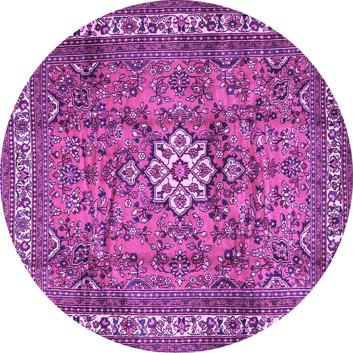 Round Machine Washable Persian Purple Traditional Area Rugs, wshtr3947pur