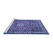 Sideview of Machine Washable Persian Blue Traditional Rug, wshtr3947blu