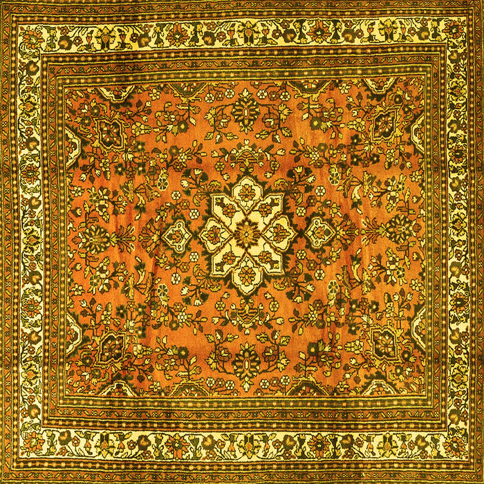 Square Machine Washable Persian Yellow Traditional Rug, wshtr3947yw