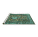 Sideview of Machine Washable Persian Turquoise Traditional Area Rugs, wshtr3947turq